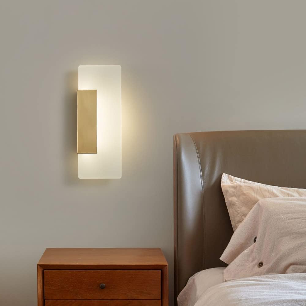 Lampada da parete for interni, 3 W, lampada moderna, in ottone, acrilico, for soggiorno, camera letto, corridoio, sala pranzo, scale, bianco caldo(B)