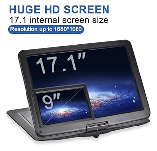 YOOHOO Lettore DVD portatile 19,6" per auto e bambini con HD Grande schermo 17,1", grande formato compatibile con tutte le regioni, più regioni, lettore DVD automatico per bambini