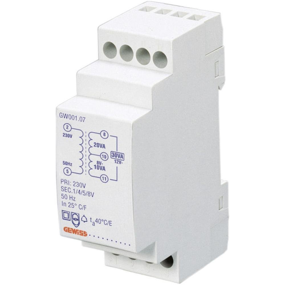 Gewiss GW96423 - Transformateur Pour Sonneries 10VA 230V 4+8