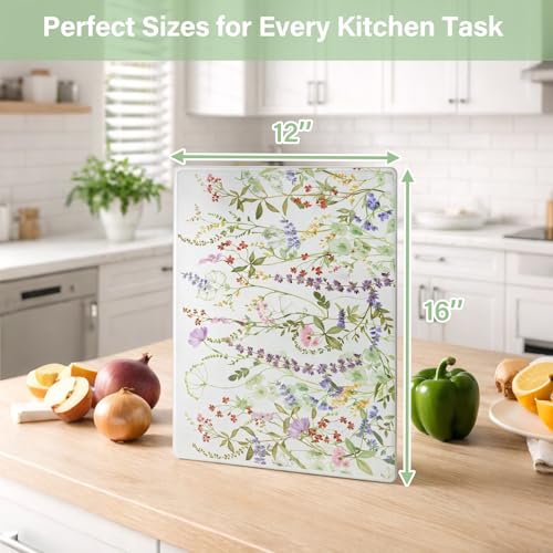 Set de 2 tablas de cortar de vidrio templado con diseño floral miniatura 2