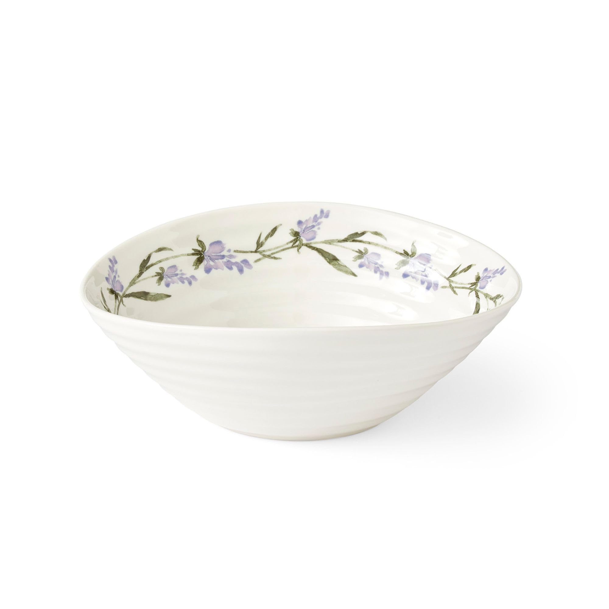 Portmeirion Sophie Conran Lavandula Cereal Bowl - 7.5 Inch Porcelain Soup & Ice Cream Bowls with Lavender Spring Design, Ripple Texture, Freezer to Oven Safe Dinnerware Collection