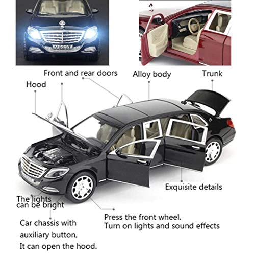 Image of Alloy Car Model Diecasts Metal Toy with Sound /Light /Pull-Back Off-Road Vehicles Car Model Collection Kids Toys Gift Multicolor Pack of 1 (1:32 Maybach S 600 Black)