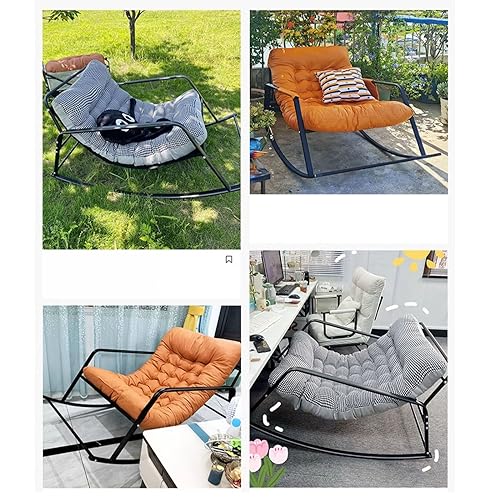 Mecedora de patio al aire libre, totalmente acolchada, mecedora de gran tamaño para porche delantero, jardín y patio, silla moderna para uso en interiores y exteriores