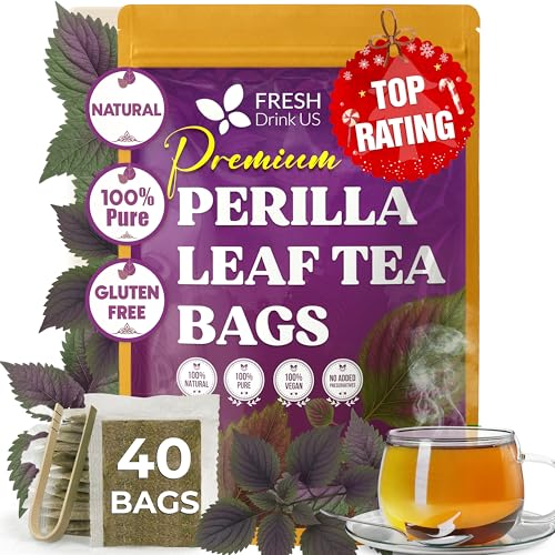Image of FreshDrinkUS, Premium Perilla Leaf Tea - 40 Tea Bags | 100% Pure Perilla Leaves | Caffeine-Free, Non-GMO, Natural Packaging | Herbal Tea Bags for Daily Enjoyment. Gluten-Free. Sugar-Free. Vegan