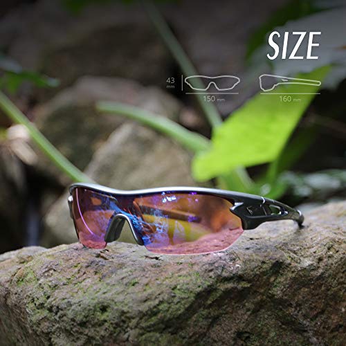 TOREGE Polarized Sports Sunglasses for Men Women Cycling Running Driving Fishing Golf Baseball Glasses TR02 Upgraded(Bright Gray&Gray&Light Red Lens) - Thumbnail 4