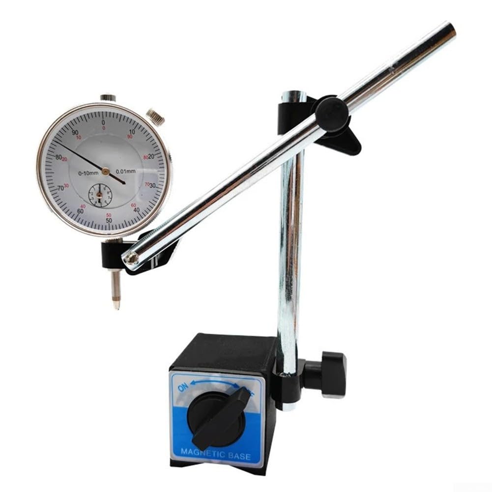 Metall für Messuhr-Halter mit Magnetfuß und Feineinstellung für 0–10 mm Messgerät, geeignet für genaue Messung und Prüfung (1 Set)