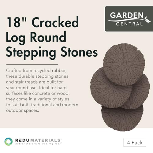 Garden Central 18″ x 18″ Cracked Log Round Stepping Stones in Brown, 4-Pack, Made with Recycled Materials, Made in Canada by Garden Central - Image 2