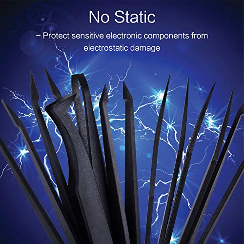 16 Pcs Kunststoff Antistatischer Pinzette，Präzise Pinzetten Elektronik Set Präzisions-Anti-Statik-Pinzette für Compute Elektronische Reparaturen Schmuck Präzisionsarbeit（8 Größe）