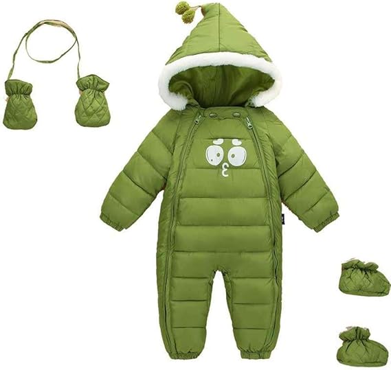 Ohrwurm Baby Winter One Piece Snowsuit With Hood Gloves Zipped Toddler Padded Sleepsuit 12 18 Months Green Amazon Ca Clothing Shoes Accessories