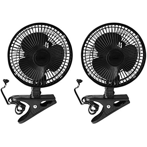 JOEY'Z 2 Pack - 6 INCH - 2 Speed - Adjustable Tilt, Whisper Quiet Operation Clip-On-Fan - Black Cover