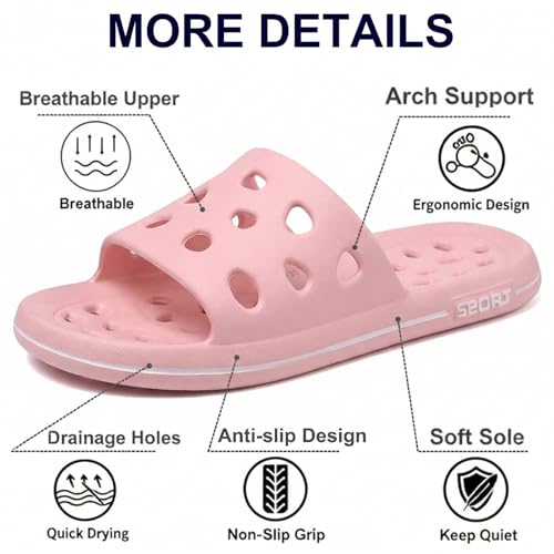 Image of FINLEEO Shower Sandals with Drainage Holes - Quick Drying Bathroom & Gym Slippers for Men and Women