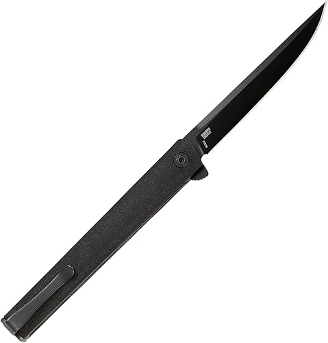 Miniatura 2 de CRKT Cuchillo de bolsillo plegable CEO Blackout EDC Cuchillo de caballero, transporte diario, trazador de líneas, mango de nailon reforzado con