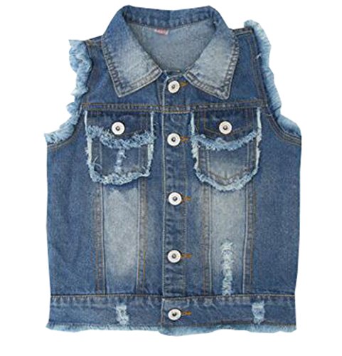 Solid Color Girl Vest Burr Cowboy Vest Children Cardigan Jacket (12-13 Years)3