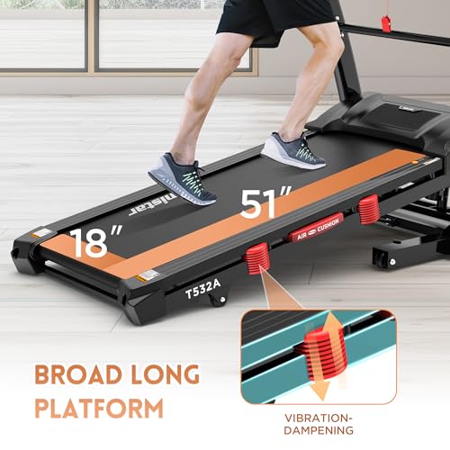 Image of Treadmill with Incline, 4.5HP Folding Treadmill, 0-15% Auto Incline for Home & Office, Running and Walking, 300lbs Capacity, APP Control, Wide Belt, 64 Programs