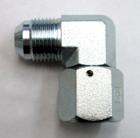 AF 9199-06-S10-18 - 3/8 Male JIC (9/16''-18 Threads) X 18mm x 1.5 Female Din Heavy (10mm Tube) 90 Elbow