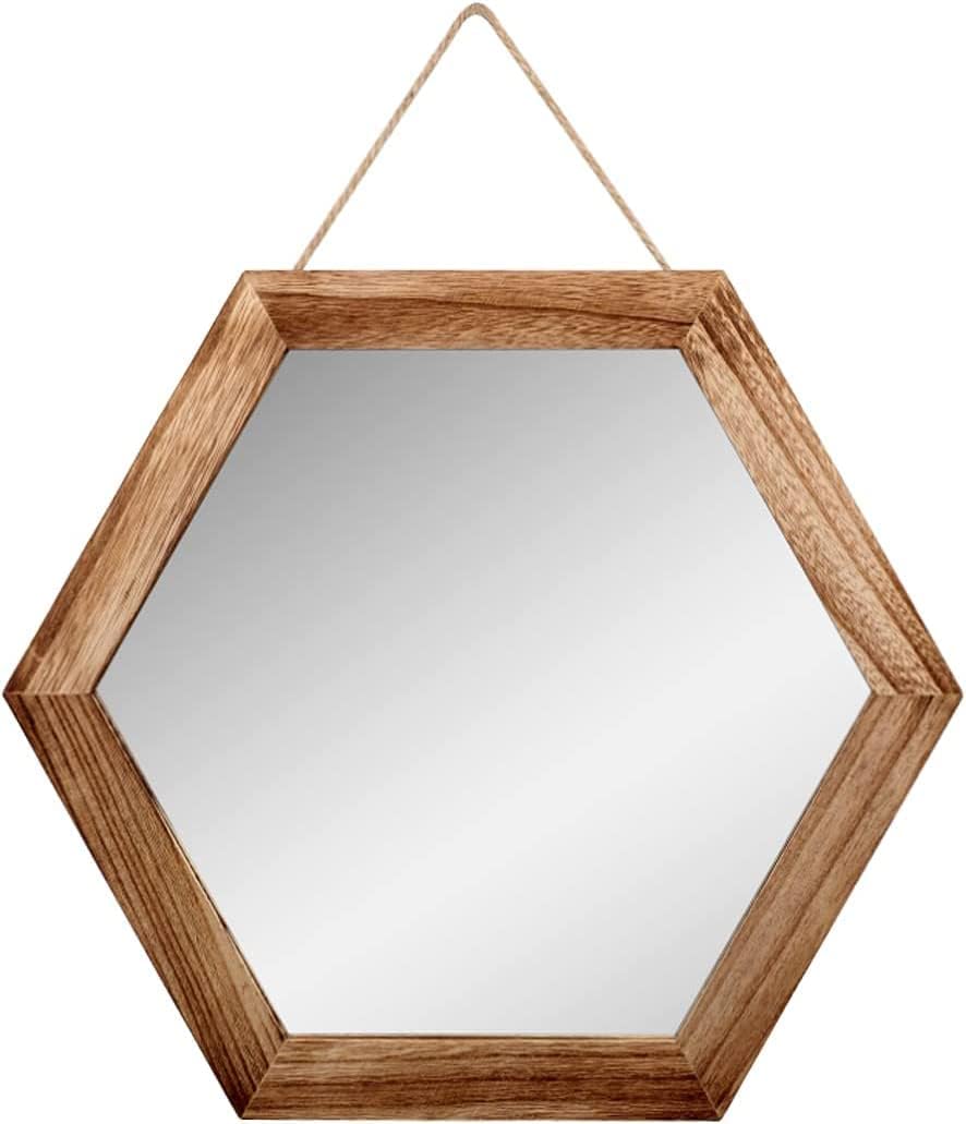 Emfogo Hanging Wall Mirror with Rope 14 inch Small