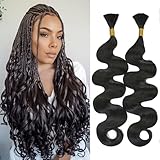 Body Wave Bulk hair for Braiding Wet and Wavy Micro Braiding Hair No Weft Faux Body Wave Braiding Hair Extensions for Box Boho Braids 150g with 2Bundles 1B (20Inch)
