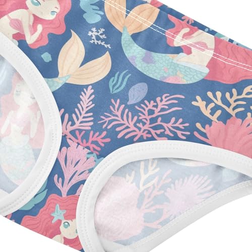 Wusikd Cute Mermaid Girls' Underwear Cotton Coral Reef Girls Briefs Soft Toddler Underwear 2T4