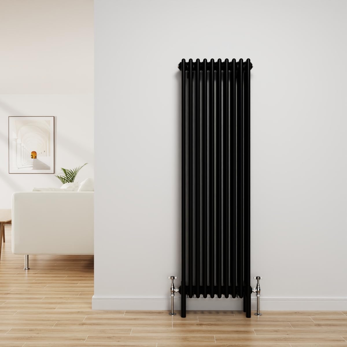Nrg Black Traditional Radiator Cast Iron 4 Column Vertical Central Heating Bathroom Radiators 1500X470mm