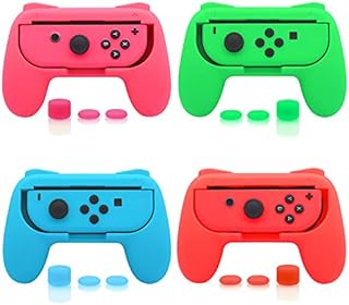 FASTSNAIL 4 Pack Grips Kit Compatible with Nintendo Switch Animal Crossing for Joy Con, Wear-Resistant Grip Controller for Joy con & OLED Model for Joycon with 12 Thumb Grip