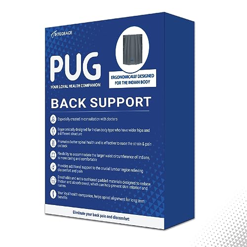 Pug Back Support (Pack of 1) | The Ultimate Solution for Back Pain Relief | Ergonomically designed for the Indian body | Offers Ideal Support, Eases P