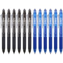 ParKoo Retractable Erasable Gel Pens Clicker Fine Point 0.7 mm, No Need for White Out, 6 Black/6 Blue Ink for Completing Sudoku and Crossword Puzzles