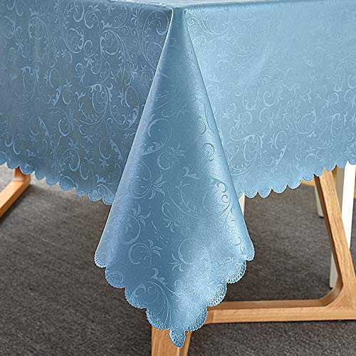 Image of Romanstile Waterproof Vinyl Tablecloth Rectangle, 54 x 108 Inch, Flower Blue