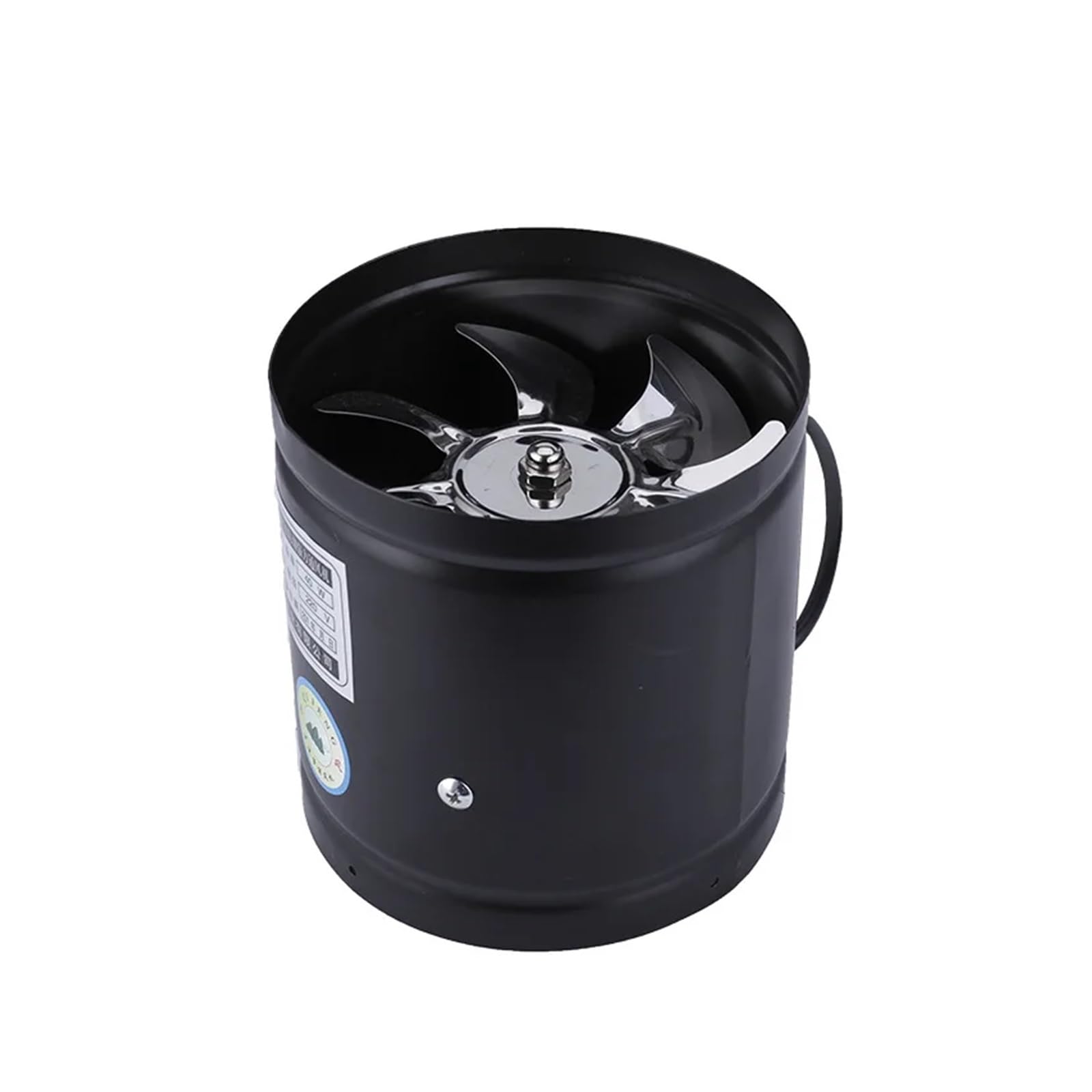 Ventilateur de conduit en ligne noir 6 pouces avec lames métalliques