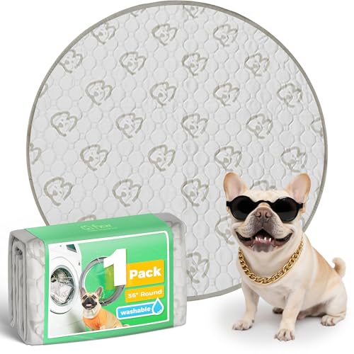 Image of FXW Washable Pee Pads for Dogs, Leak-Proof & Non-Slip, Specifically Designed for Whelping Box, 36 inch Round, Khaki, 1 Pack