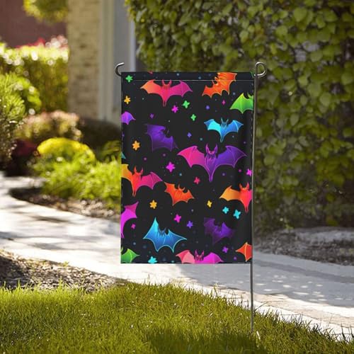 Drapeau de jardin double face chauve-souris grand format multicolore