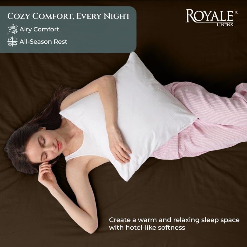 Image of Royale Linens 400 Thread Count Full Fitted Sheet Only - 100% Cotton Bottom Sheets - Luxury Sateen Weave - All Around Elastic Deep Pocket Fitted Sheet - Durable & Soft - Fit Up to 16 inch (Egyptian Camel)