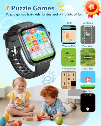 BANLVS Kids' Smart Watch w/ Fitness Tracker, Puzzle Games & 100+ Sports Modes (Black) - image 3