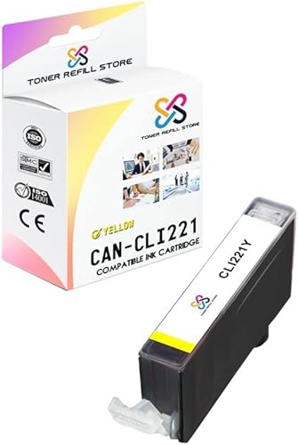 Toner Refill Store Cartucho de tinta amarillo compatible con Canon CLI-221 CLI-221Y para Canon PIXMA iP3600, iP4600, iP4700, MP560, MP620, MP620B,