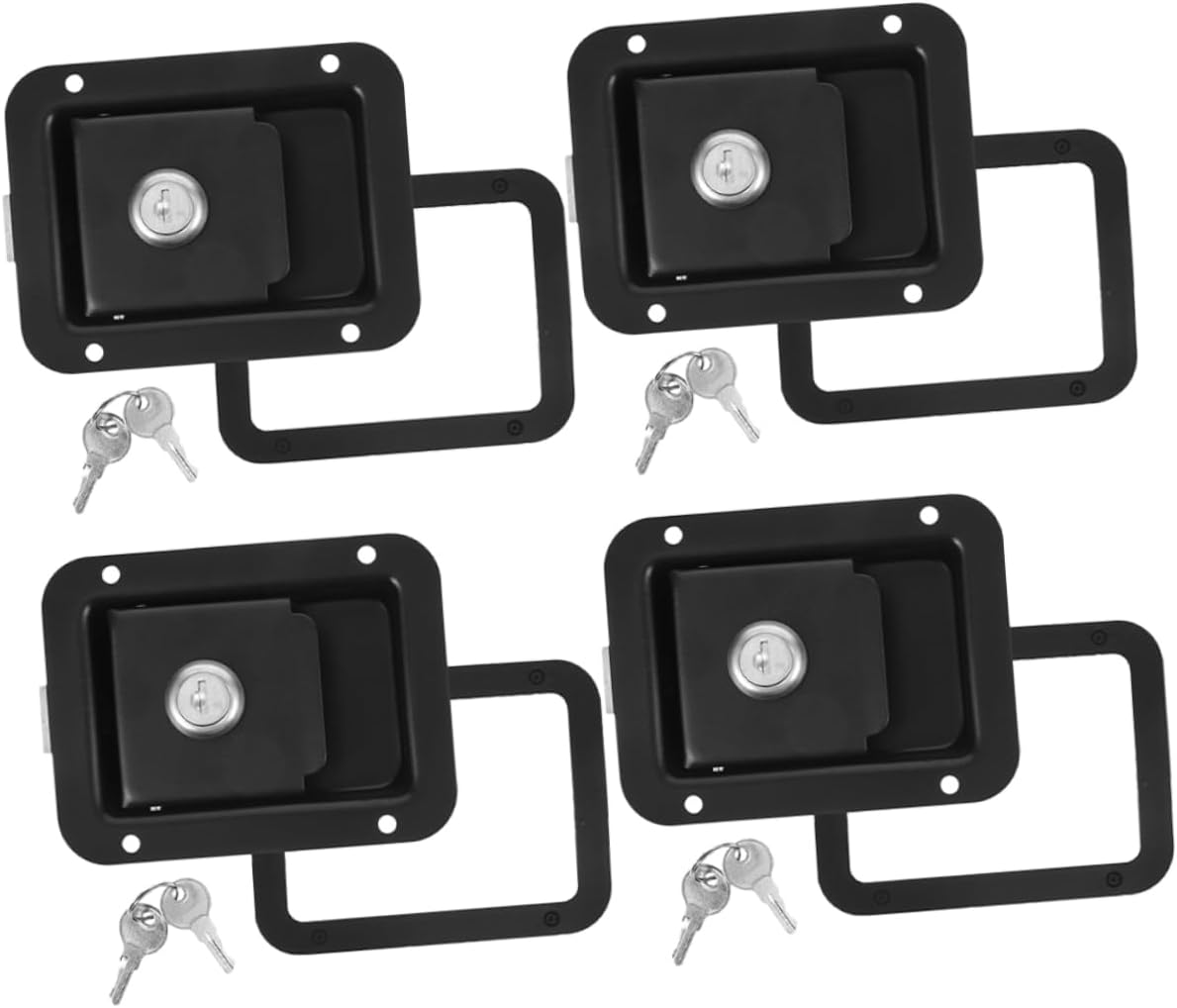 VILLCASE 4pcs RV Trailer Door Latch Replacement Set Secure Black Lock for Travel Trailers and Campers Sturdy Motorized Toolbox Lock Compatible with RVs and