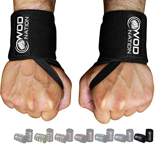 WOD Nation Wrist Wraps Gewichtheben für Damen und Herren - Gewichtheben Wraps Set von 2 (30,5 cm oder 45,7 cm) (18 Zoll - Schwarz) Cover
