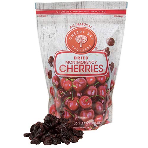 Cherry Bay Orchards - Dried Montmorency Tart Cherries - Pack of Two 24oz Bags (Total 48oz, 3LB) - 100% Domestic, Natural, Kosher Certified, Gluten-Free, and GMO Free - Packed in a Resealable Pouch