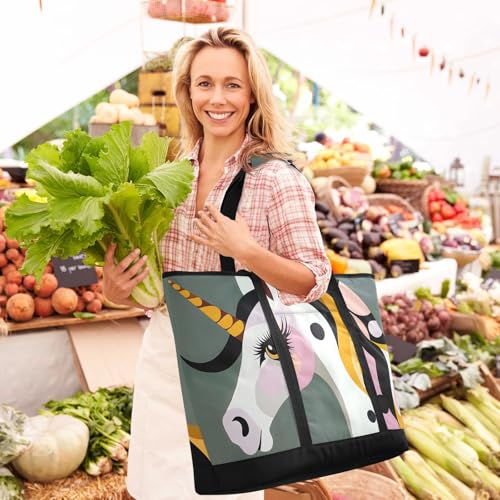 Large Insulated Tote Bag Beautiful Horse Closeup for Grocery Shopping Reusable Tote Bags for Women Men, Cooler Bag with Zippered Top & Handles for Beach Picnic Travel2