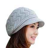 SWEDREAM Wintermütze Beanie Mütze Winter Strickmütze Schirmmütze Hüte Mützen Caps für Damen Gestrickte Baseballmütze Warme Wool Mütze (Grau)
