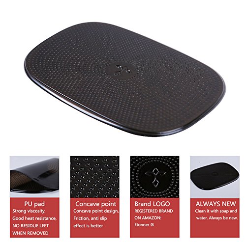 ÉTONNER Non-Slip PU Pad- Black and Translucent - Holds Cell Phones, Sunglasses, Coins, Perfume Diffuser, Speakers