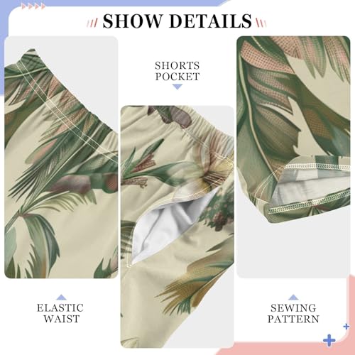 ZZXXB Retro Palm Tree Flowers Boys Long Pants Soft Trousers Elastic Waist Kids Lounge Bottoms with Pockets S-XL4