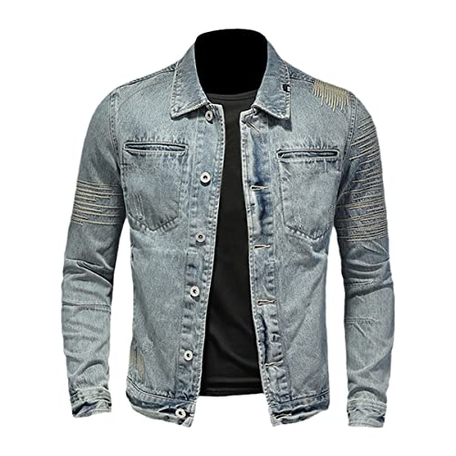 Veste en jean homme bleu clair avec motif à carreaux taille M