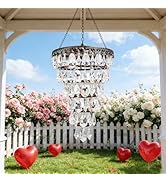 Solar Hanging Crystal Chandelier Outdoor Garden Decorative Lights a Bright Warm LED and 5ft LED S...