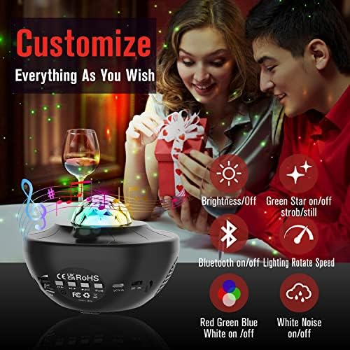 Galaxy Projector Light, Star Project Night Light for Kids Bedroom, 3 in 1 Ocean Wave Projector & Bluetooth Speaker& White Noise Machine, 14 Colors LED Night Light for Party Birthday Bedroom Decoration