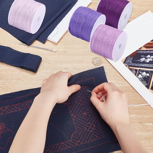 Hilo Sashiko FREEBLOSS 110 yardas x 4 colores algodón miniatura 6
