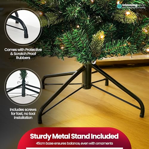 Trimming Shop 4FT Yuletide Slim Green Pine Christmas Tree – Realistic Artificial Norway Spruce with 262 Tips, Space-Saving Design, Hinged Branches, Foldable Metal Base, Perfect for Small Indoor Spaces - Image 5
