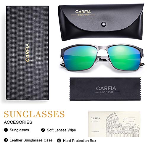 Image of CARFIA Metal Mens Sunglasses Polarized UV400 Protection for Driving Fishing Hiking Golf Everyday Use CA5225