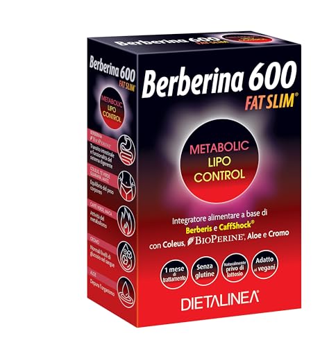 DIETALINEA Berberina 600 Fast Slim | Integratori per Dimagrire con Cromo Picolinato, Coleus, BioPerine, Aloe| Dimagrante Donna e Uomo| Controllo Glicemia, Attivatore Metabolismo E Brucia Grassi, 60cpr