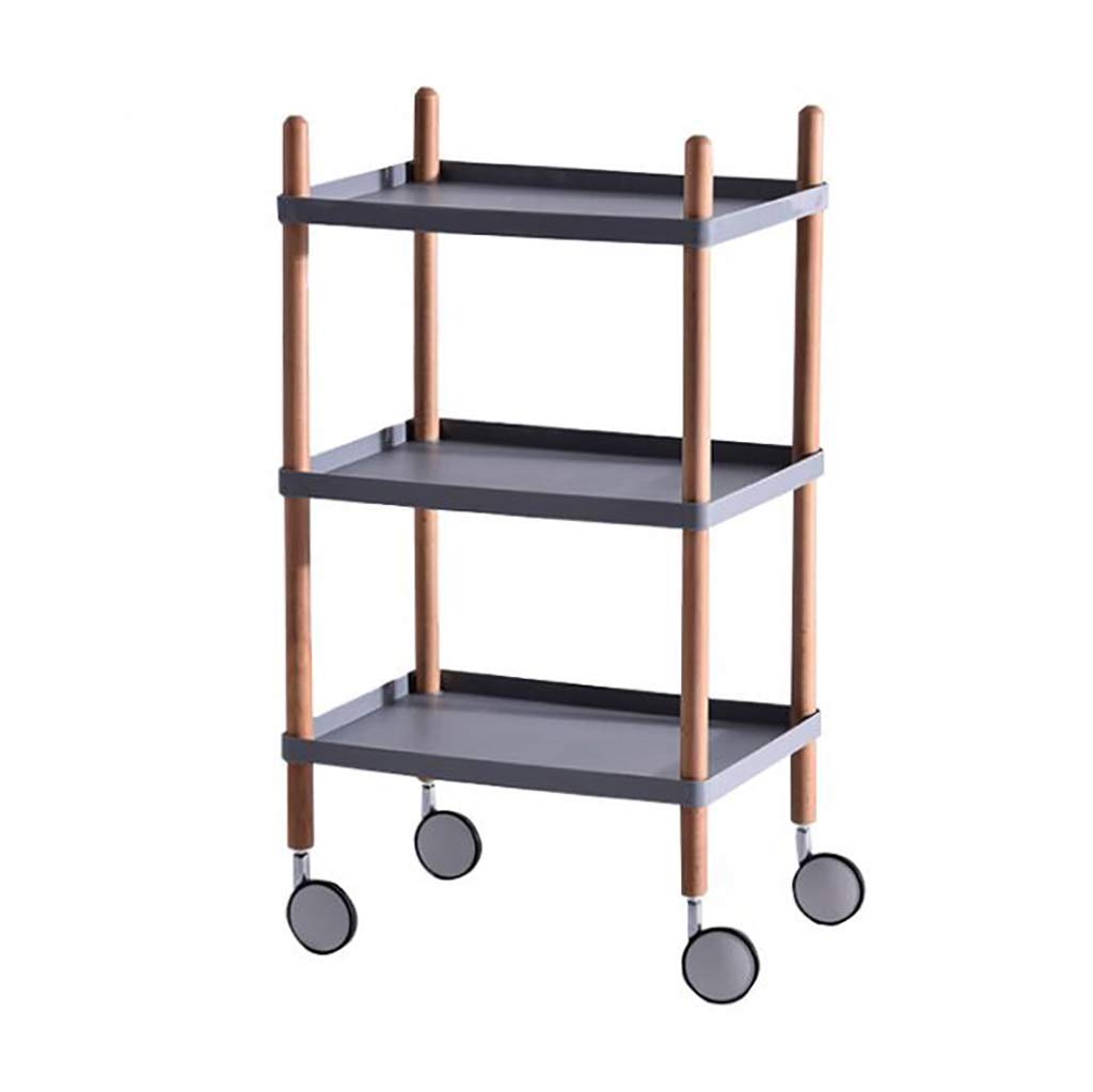 Carro de Servicio con Soporte de Madera, Bandeja de Polipropileno de 2 o 3 Niveles y Ruedas con Bloqueo. Ideal para cocinas, hoteles y restaurantes.