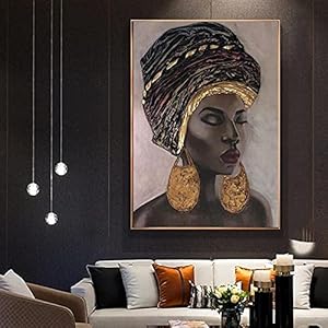 Zwarte Afrikaanse Vrouw Canvas Schilderij Poster en Print Muur Art Foto Muurschildering voor Woonkamer Thuis Wanddecoratie Schilderij 40x60cm Frameloos