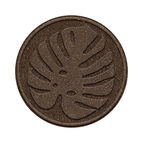 Garden Central 4-Pack 18”x18” Fake Tropical Leaf Rubber Stepping Stones, Round, Brown – Reversible Non-Slip Outdoor Faux Decorative Set for Landscaping – DIY Decor for Walkways & Yard Pathways